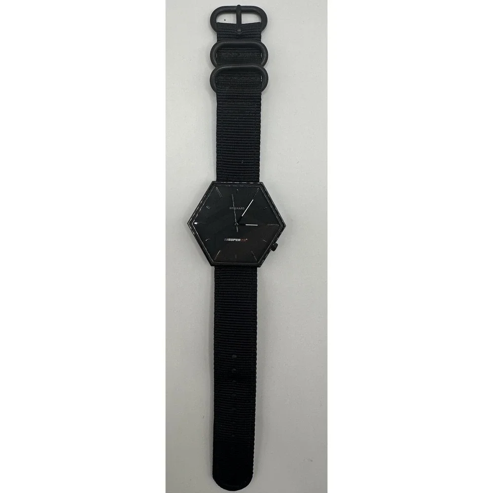 SOLGAARD x SUPER 73 Hex Watch #163 Black Dial Nylon Band‎ New Battery
